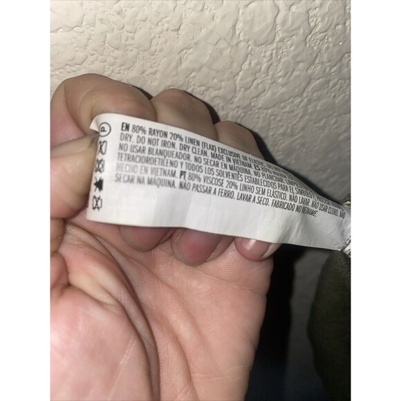 Linen army green Jumper Romper Jumpsuit S Pants Button Front Forever 21 - Picture 11 of 11